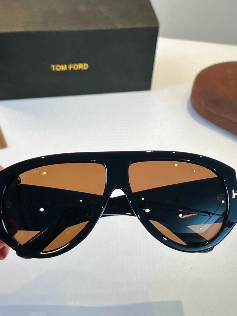 Tom Ford Glossy Black Sunglasses with Brown Lenses - Picture 5 of 8